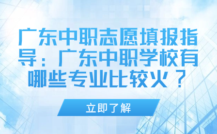 廣東中職志愿填報指導：廣東中職學校有哪些專業比較火?